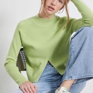 LA Hearts Front Split Mock Neck Sweater